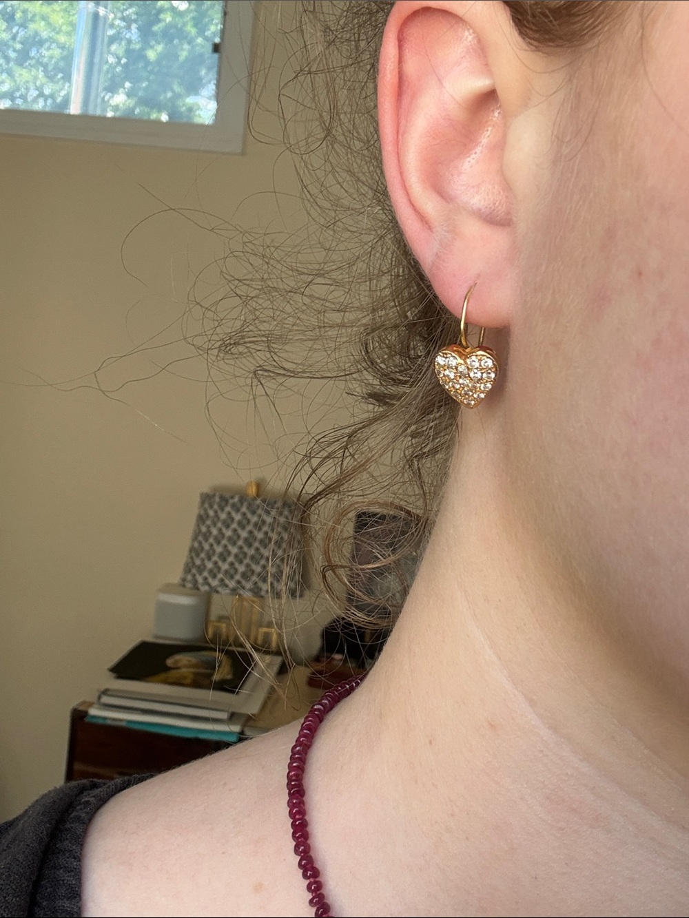 14k gold diamond heard pave earrings - Picture 4 of 4